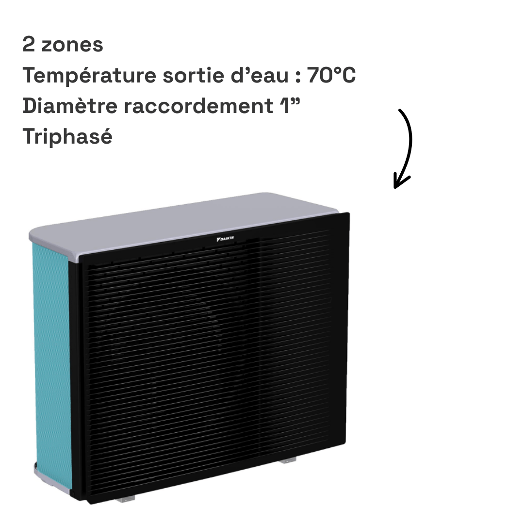 Altherma 3 H HT F Taille 18 – 2 zones – ECS 230L - Triphasé - ETVZ16S23E9W7 + EPRA18DW17