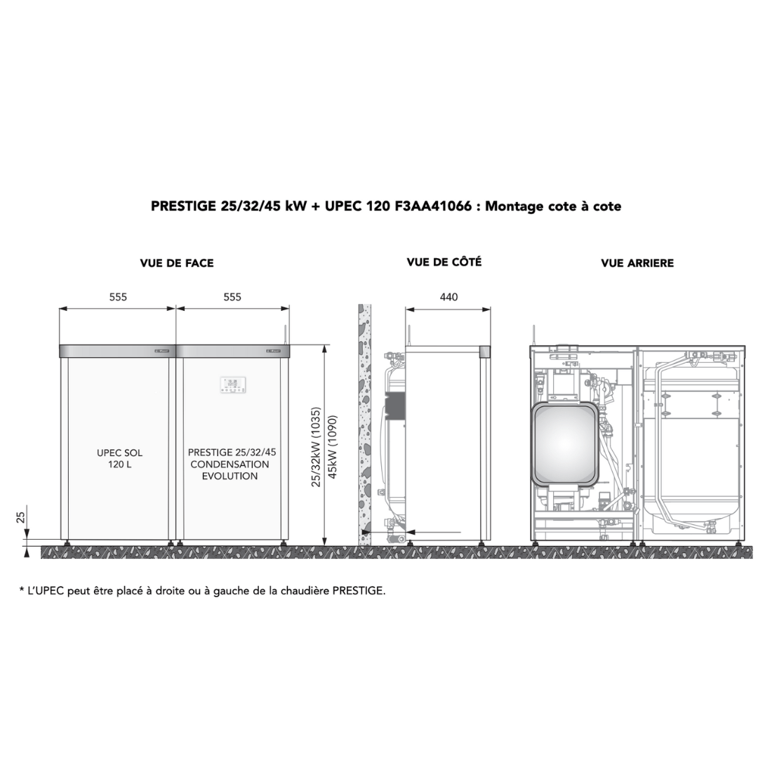Ballon ECS UPEC 120L 25kW installation sol horizontal - F3AA41066