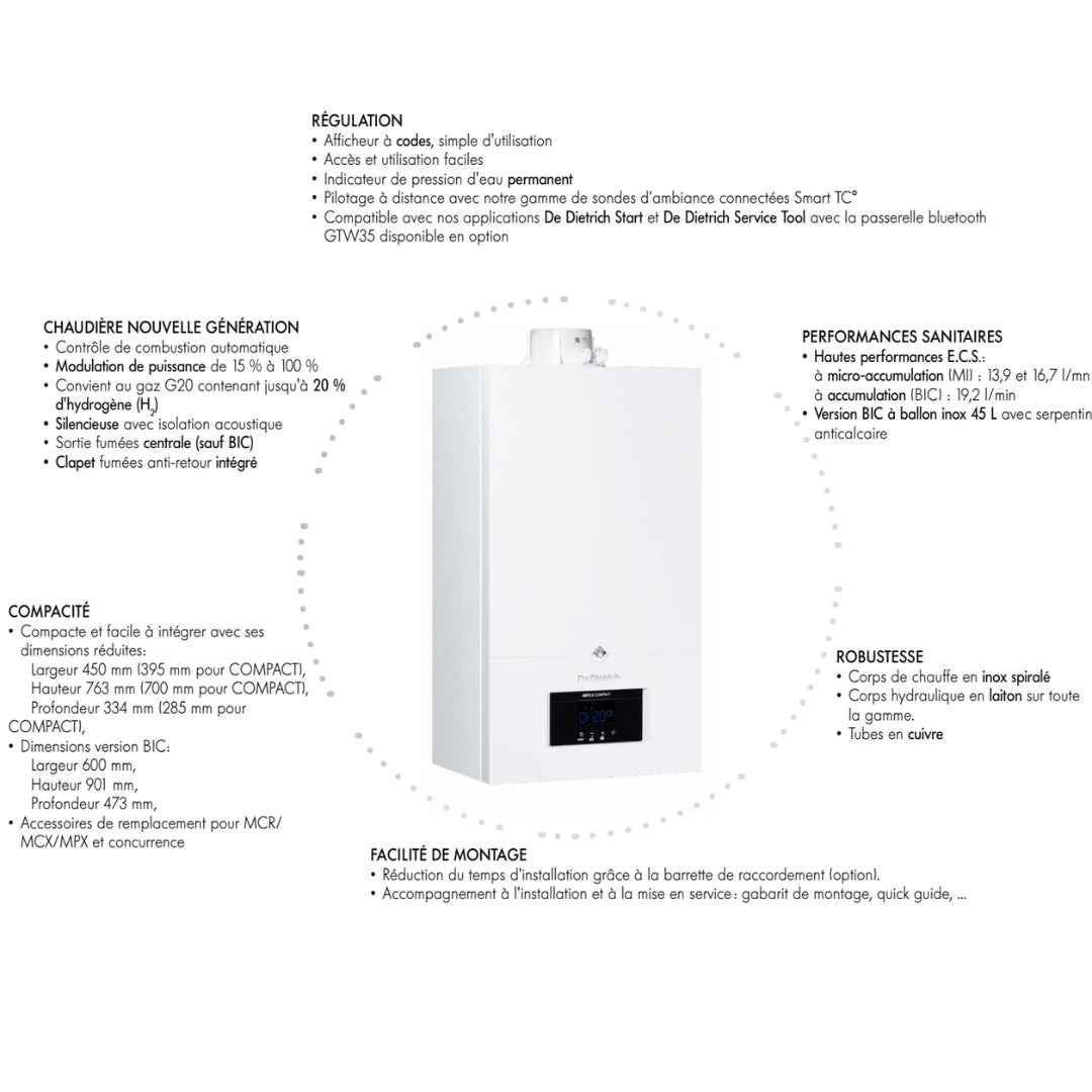 Chaudière murale gaz MPX2 35 MI COMPACT - De Dietrich #7841053