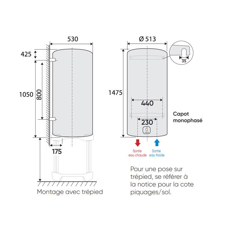 Chauffe-eau électrique Aquéo Mural 200L