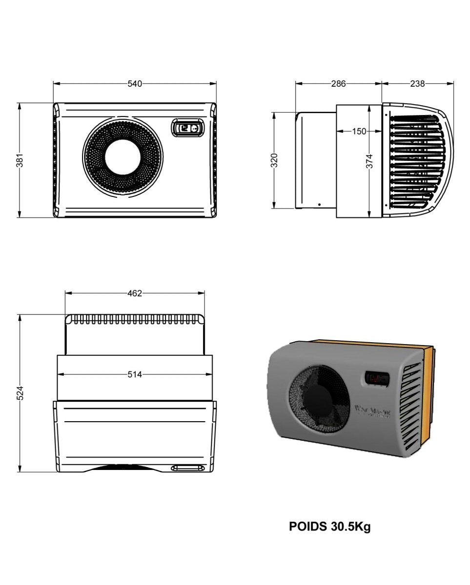 Climatiseur cave à vin Wine Master C25X froid seul - monobloc - WINEC25X