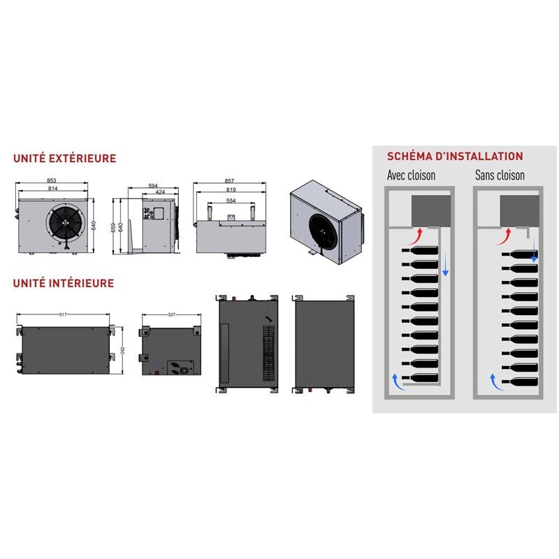 Climatiseur split avec évaporateur encastrable jusque 40 m3