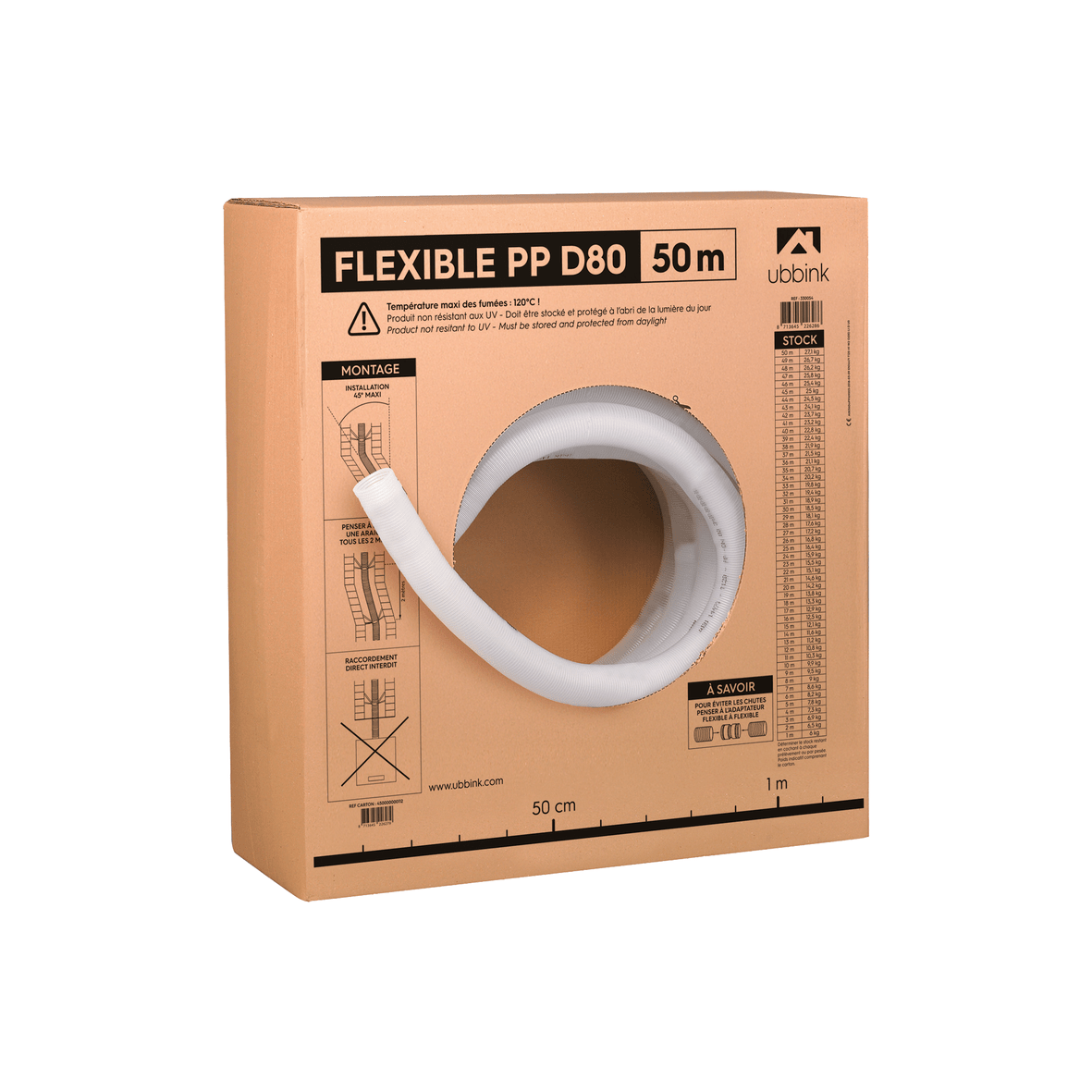 Conduit flexible Renolux Chemilux Condensation D80mm PPtl - 330054 - 10 mètres