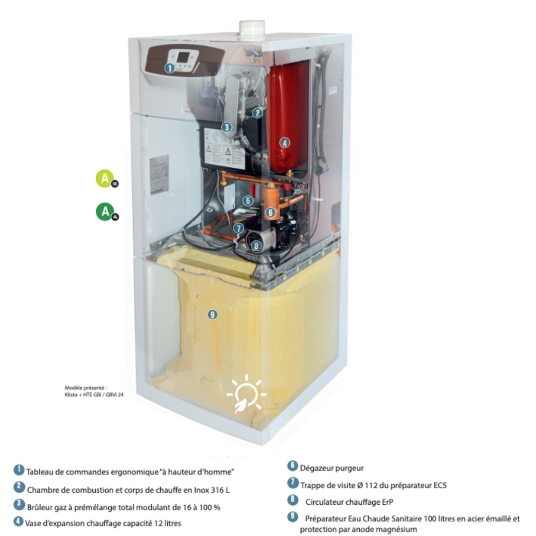 Klista + 24 kW HTE GBI/GBVI - Chaudière sol gaz à condensation - Chappee #7630886