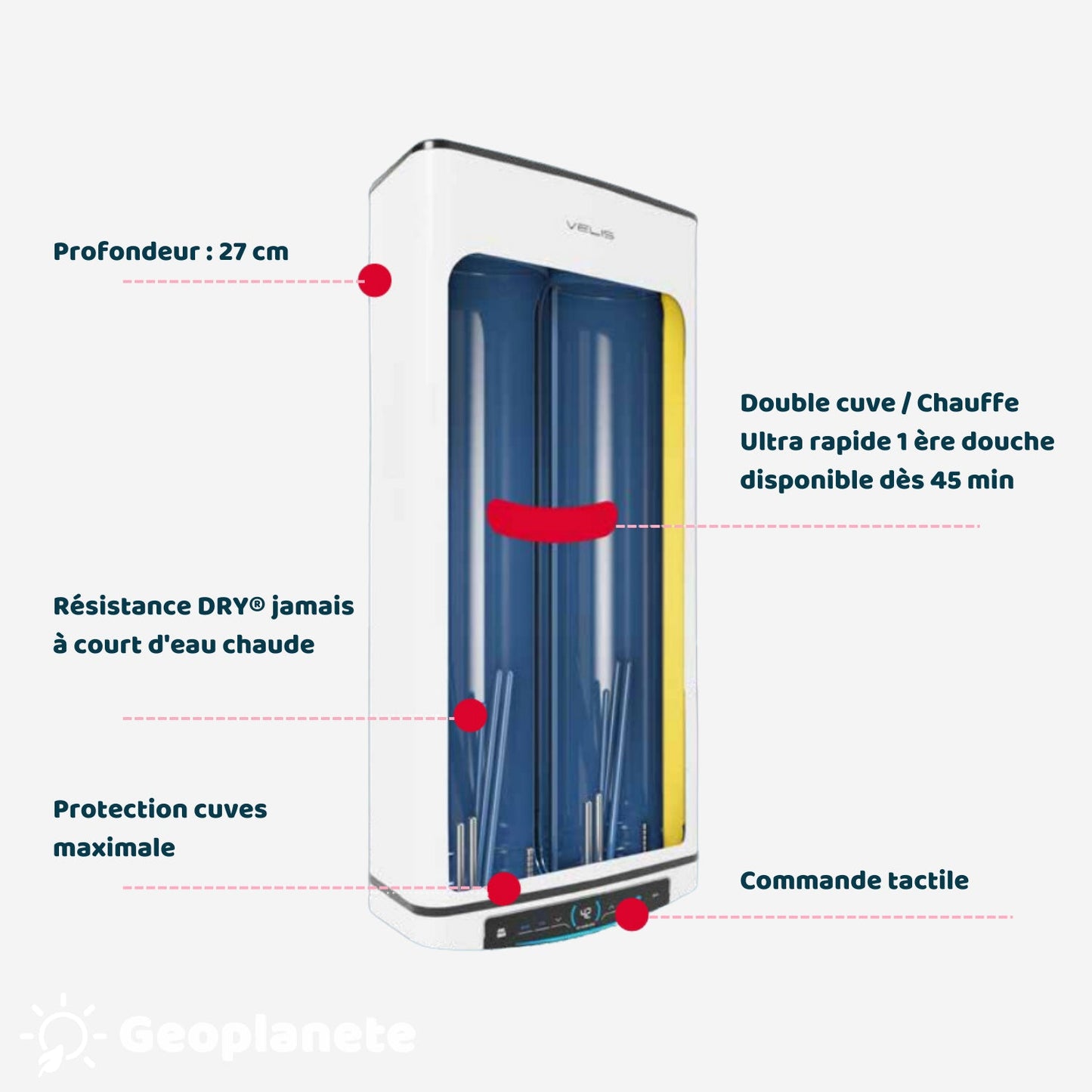 VELIS PRO DRY WIFI 45L - Chauffe - eau électrique plat stéatite multiposition - Ariston #3100951