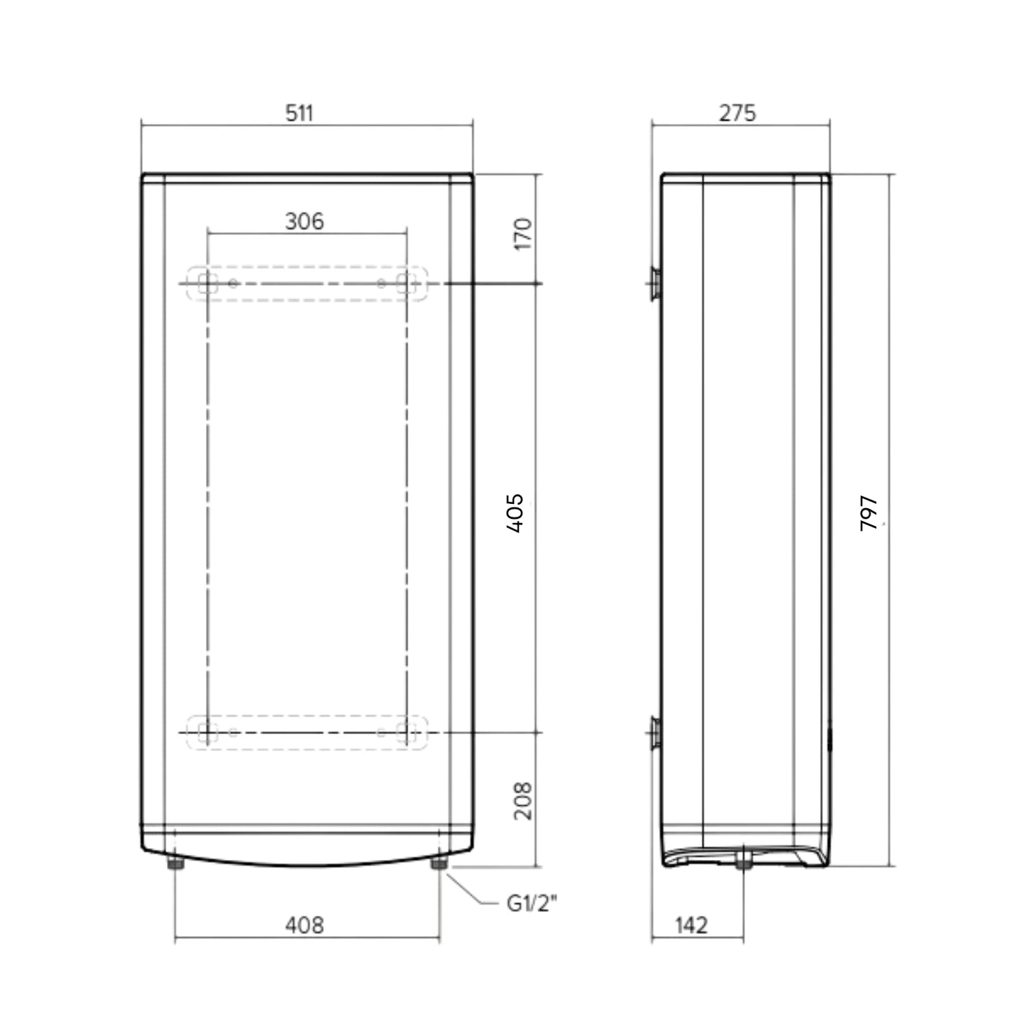 VELIS PRO DRY WIFI 45L - Chauffe - eau électrique plat stéatite multiposition - Ariston #3100951