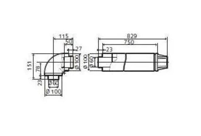 Kit ventouse horizontale - Ø60/100 - Ariston - Accueil #3318635