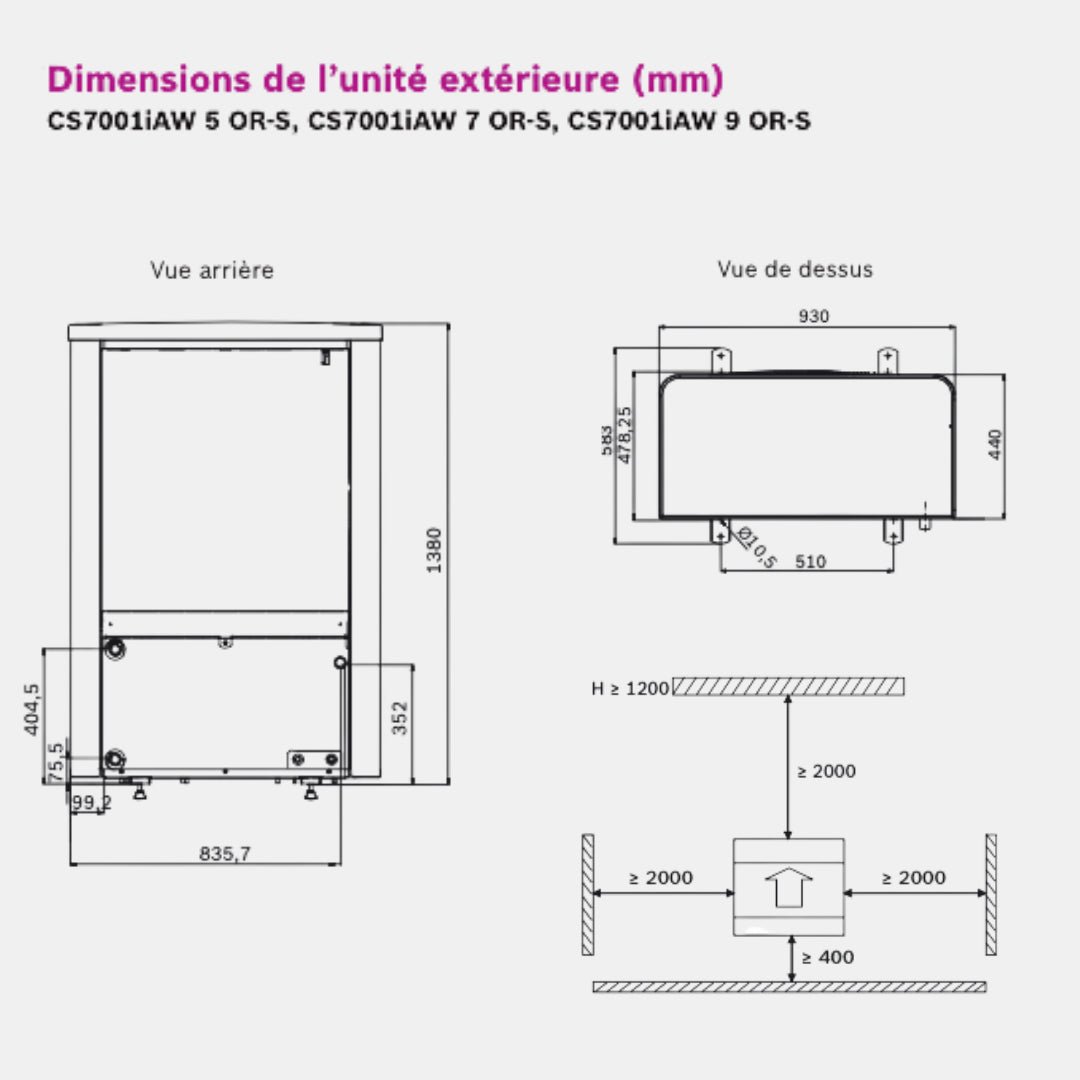 Bosch Compress 7000AW avec appoint éléc 8kW / Monophasé - Bosch #8 738 210 256