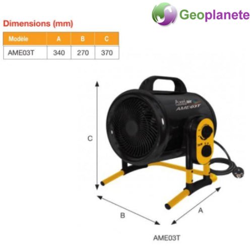Aérotherme mobile électrique 3Kw Turbo - Emetteur tertiaire #AME03T