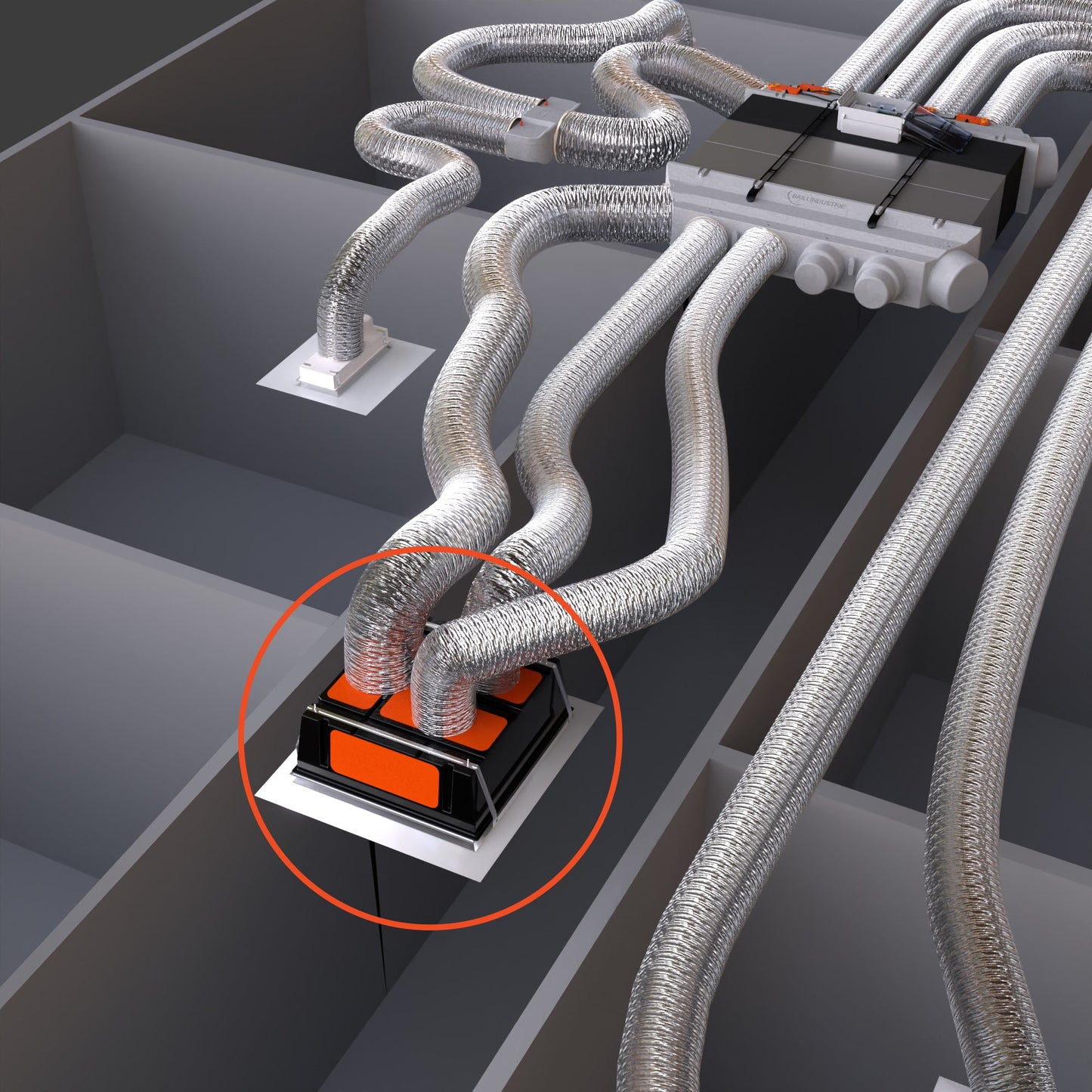 Plénum modulable de 500x400 mm avec 3 piquages et obturateurs - #PM500X400