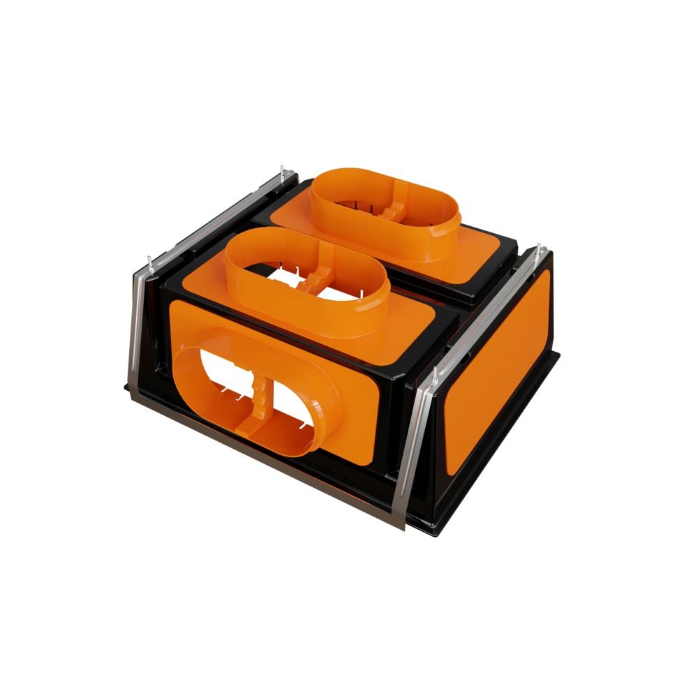 Plénum modulable de 500x400 mm avec 3 piquages et obturateurs - #PM500X400