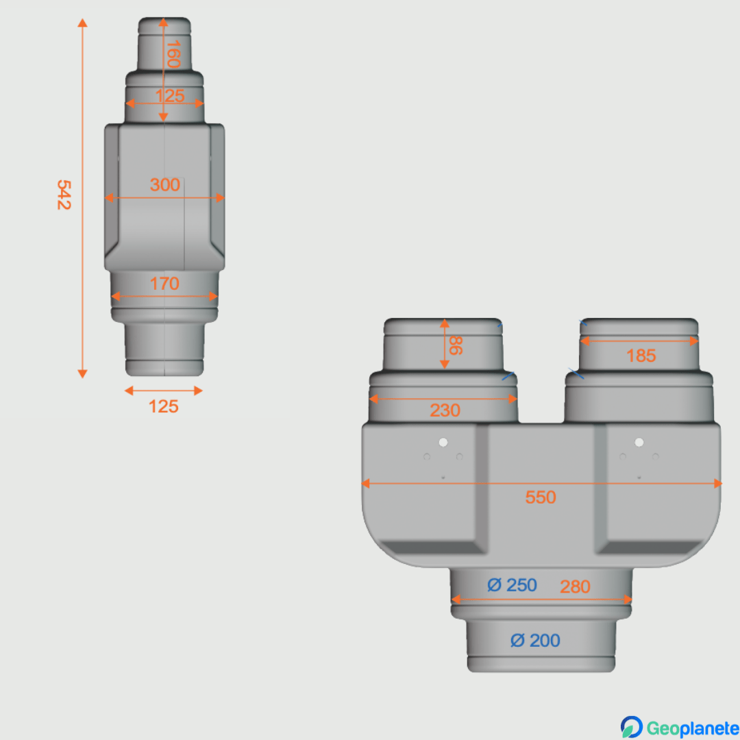 Répartiteur neorep 1 entrée 2 sorties Ø250 - 200 à Ø200 - 160 mm - NEOREP