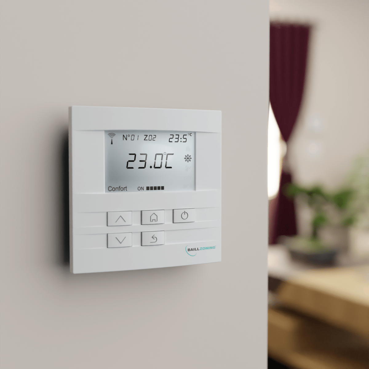 Thermostat radio de régulation blanc sans fil pour chauffage pièce