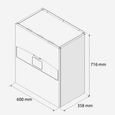 Dimension du module intérieur : 600 x 716 x 358 mm