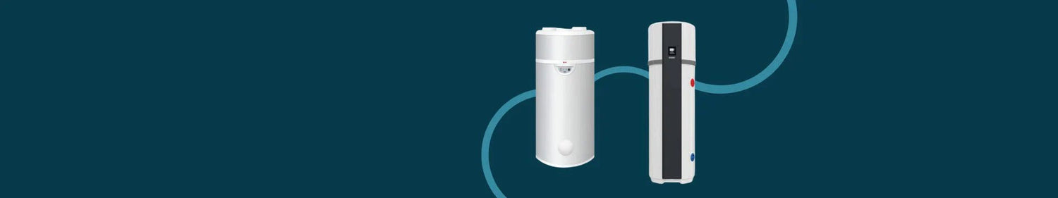 chauffe eau thermodynamique sur fond bleu foncé