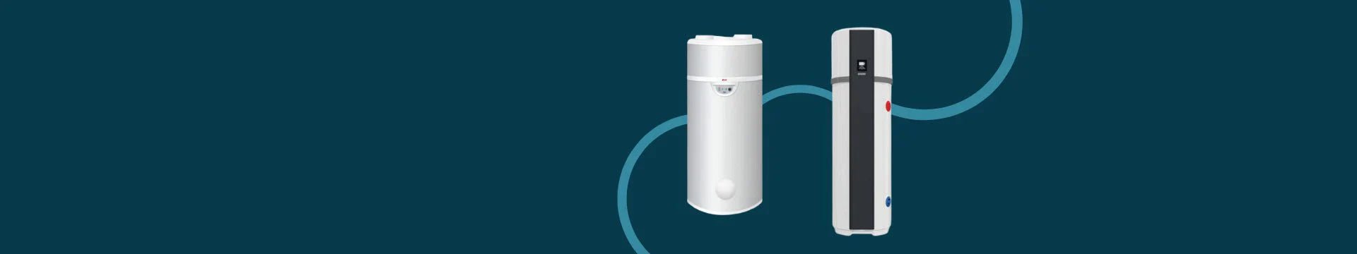 chauffe eau thermodynamique sur fond bleu foncé