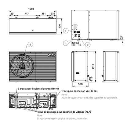 Pompe à chaleur air-eau LG Therma V 16 kW - Hydrosplit R290 - Chauffage seul - Triphasé