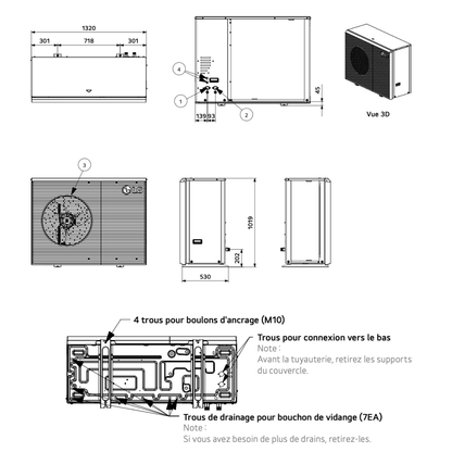 Pompe à chaleur air-eau LG Therma V 9 kW - Hydrosplit R290 - Chauffage seul - Monophasé