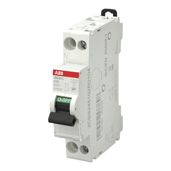 Disjoncteur modulaire 1p+n 16a courbe c abb 4,5 ka