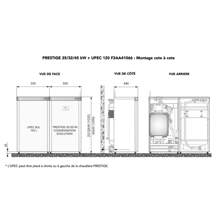 Ballon ECS UPEC 120L 25kW installation sol horizontal - F3AA41066
