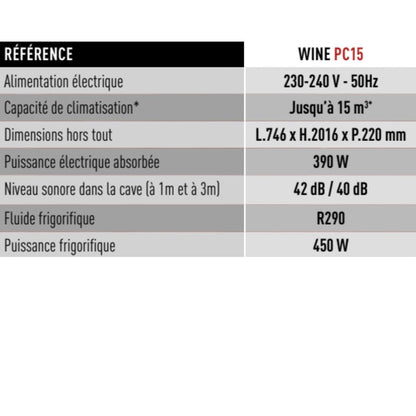 Bloc - Portes climatiseurs monoblocs - Climatisation cave à vin #WINEPC15.1