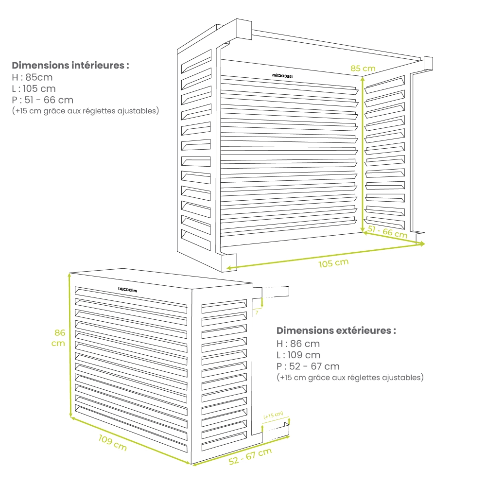 Cache climatiseur et pompe à chaleur Decoclim Alu taille M blanc RAL 9010 - DECOCLIM-23AM9010
