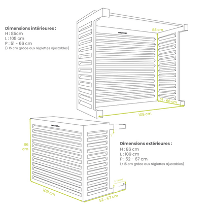 Cache climatiseur et pompe à chaleur Decoclim Alu taille M blanc RAL 9010 - DECOCLIM-23AM9010