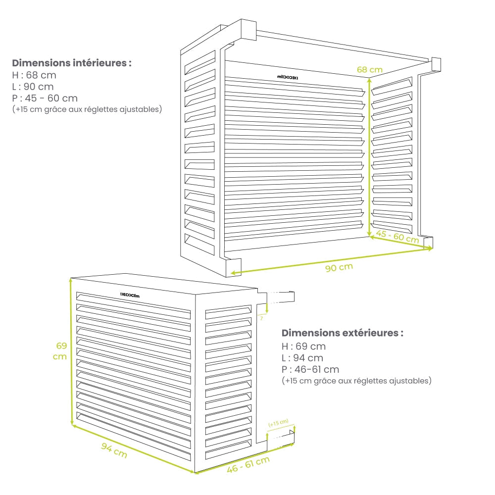 Cache climatiseur et pompe à chaleur Decoclim Alu taille S blanc RAL 9010 - DECOCLIM-23AS9010