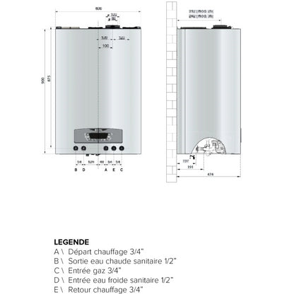 Dimensions chaudière à condensation CLAS B ONE MAX 25 kW