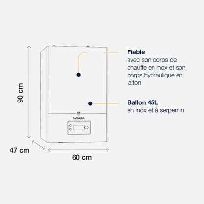 Chaudière MCR 2 35 BIC - chauffage et ballon d’eau chaude 45L