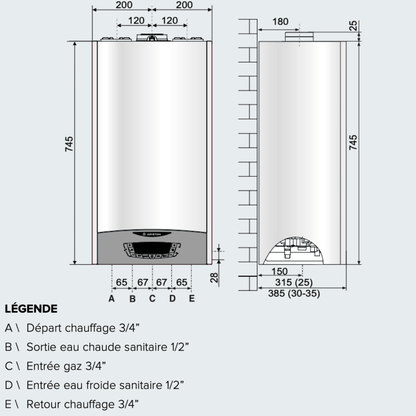 Chaudière murale gaz CLAS ONE 35kW à condensation - 3301606