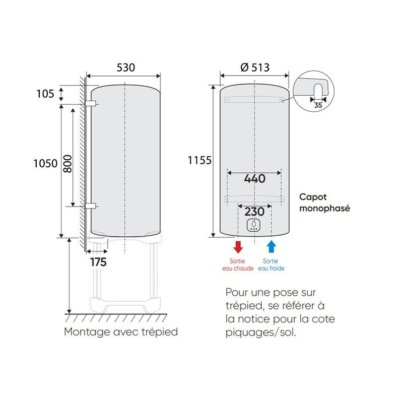 Chauffe-eau électrique Aquéo Mural 150L