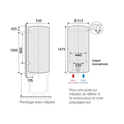 Chauffe-eau électrique Aquéo Mural 200L