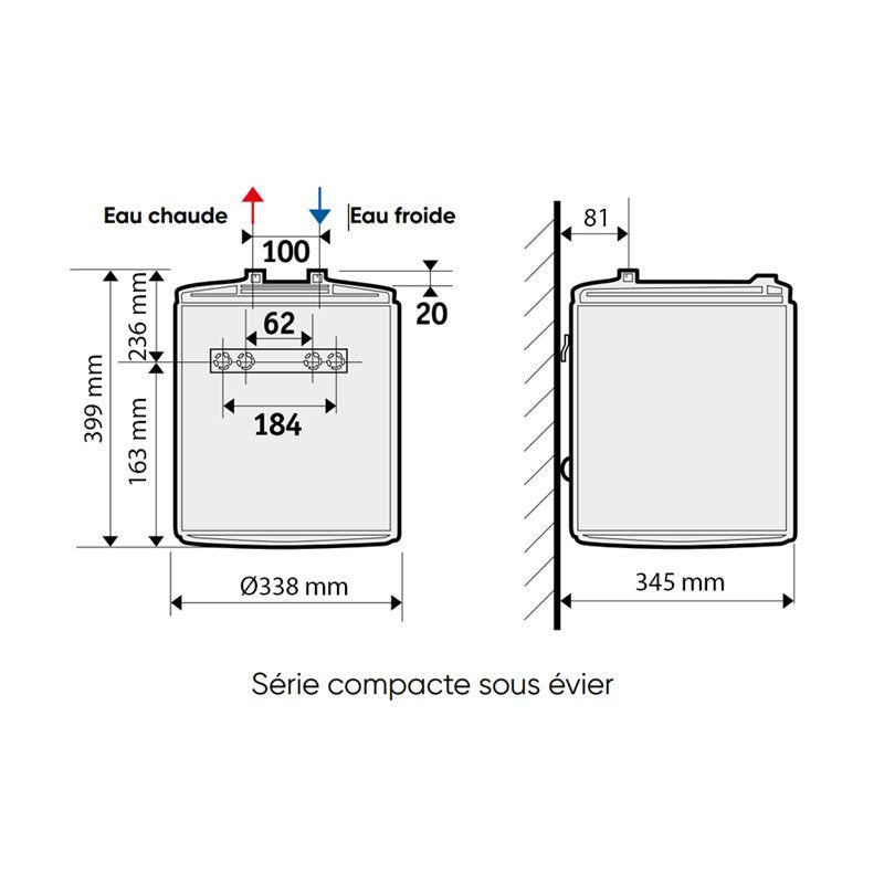 Chauffe eau Petite capacité 15 Litres compact sur-évier