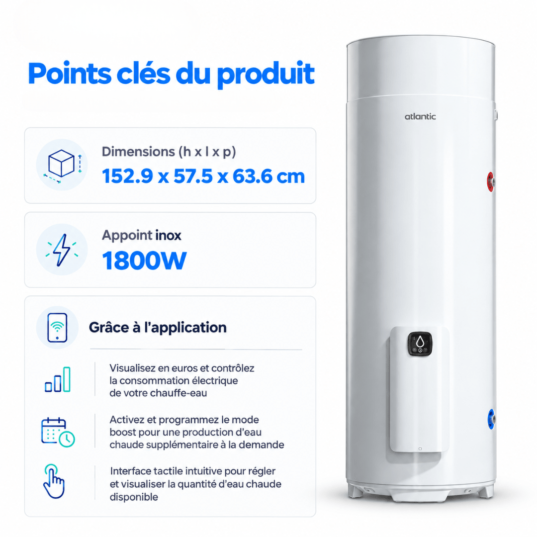 Chauffe-eau thermodynamique Atlantic Égéo 200 L connecté - 232516
