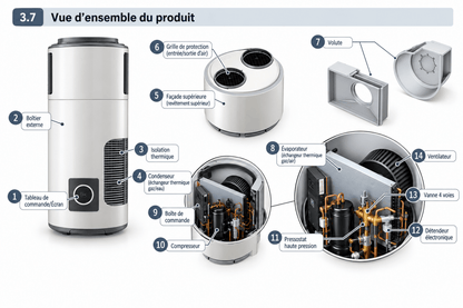 Chauffe-eau thermodynamique mural Bosch Compress 5001 DW W 150 L - 7 724 001 871