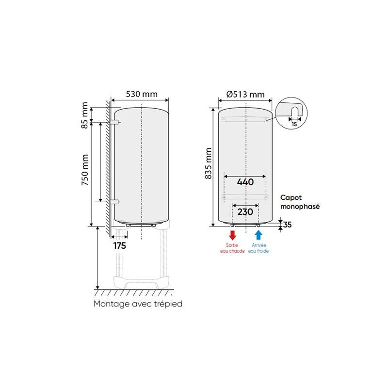 Chaufféo Plus Vertical mural standard 100 L