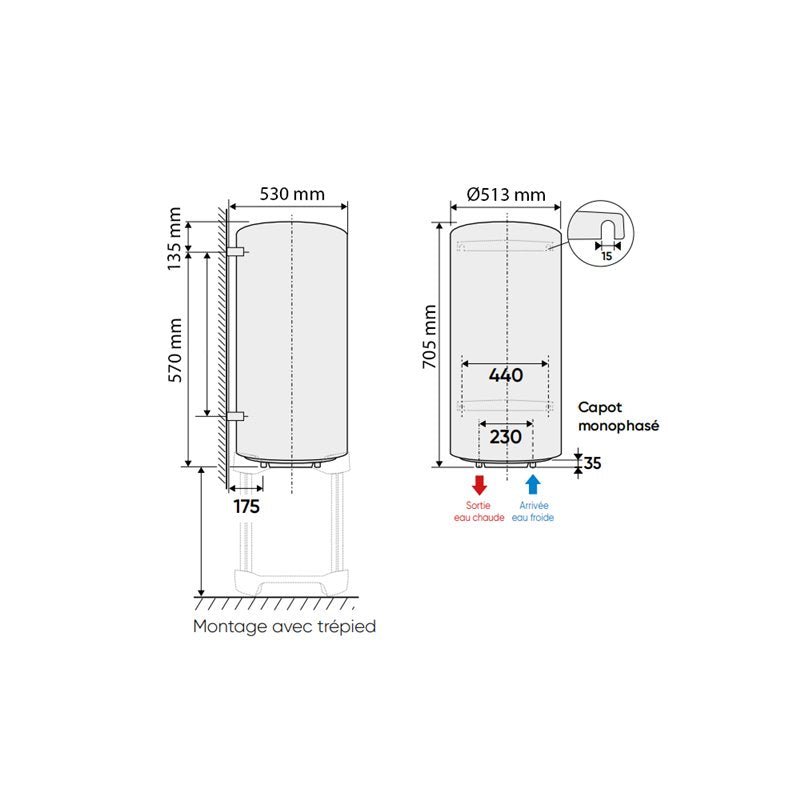 Chaufféo Plus Vertical mural standard 75 L