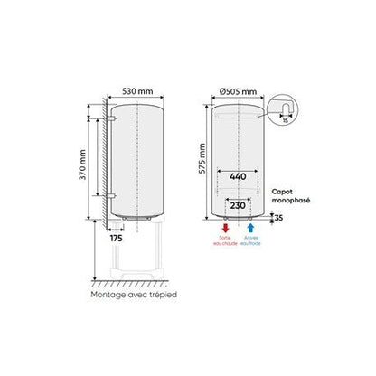 Chaufféo Plus 50L - Chauffe - eau électrique vertical mural - 53005