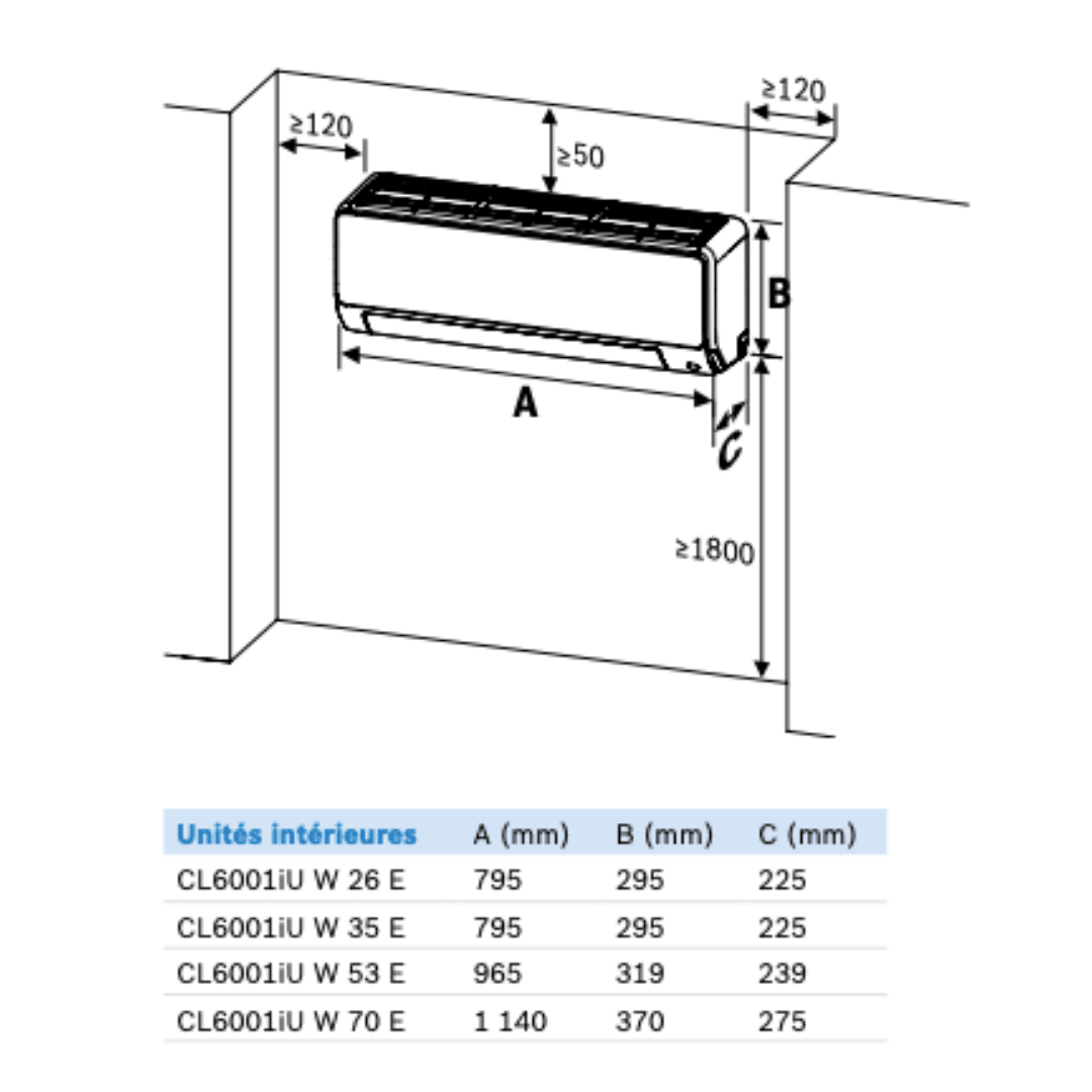 Climatisation Bosch Climate 6000i 7 kW réversible - 7 733 701 846