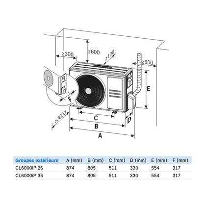 Climatisation Bosch Climate 6000iP 3,5 kW R290 réversible - 7 733 704 027