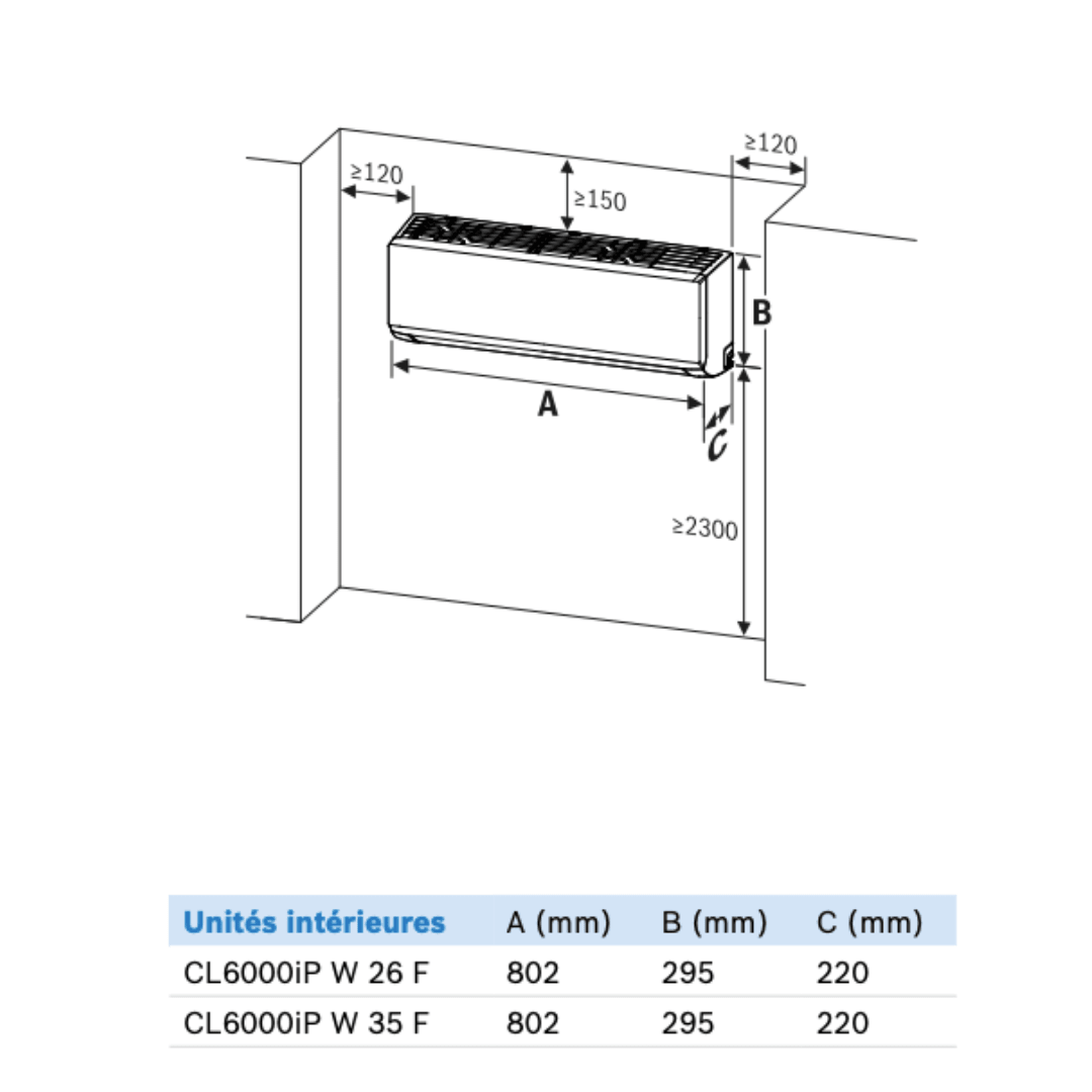 Climatisation Bosch Climate 6000iP 3,5 kW R290 réversible - 7 733 704 027