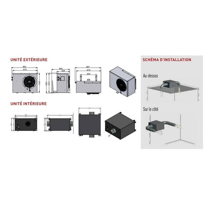 Climatiseur split avec évaporateur gainable Raccorder sur place Capacté 40 m3