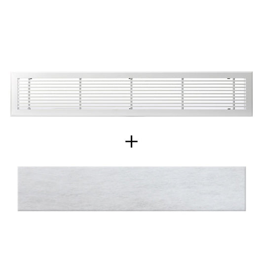 Grille de reprise linéaire 800x150 blanche mate avec filtre intégré