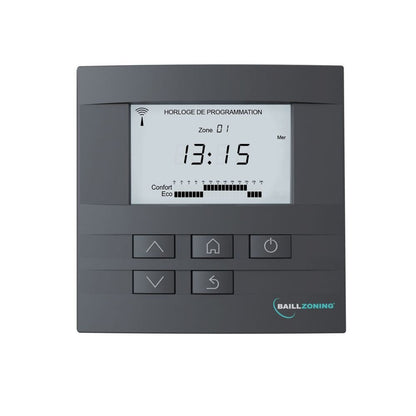 Horloge de programmation anthracite pour régulation baillzoning proreg ta