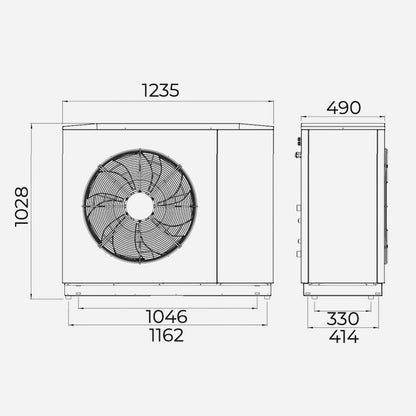 Dimension PAC : 1235 X 1028 X 490 mm