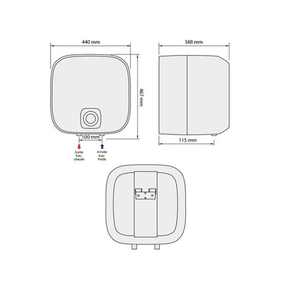 Chauffe-eau électrique Odéo Sur évier 30L 440x467x388 mm