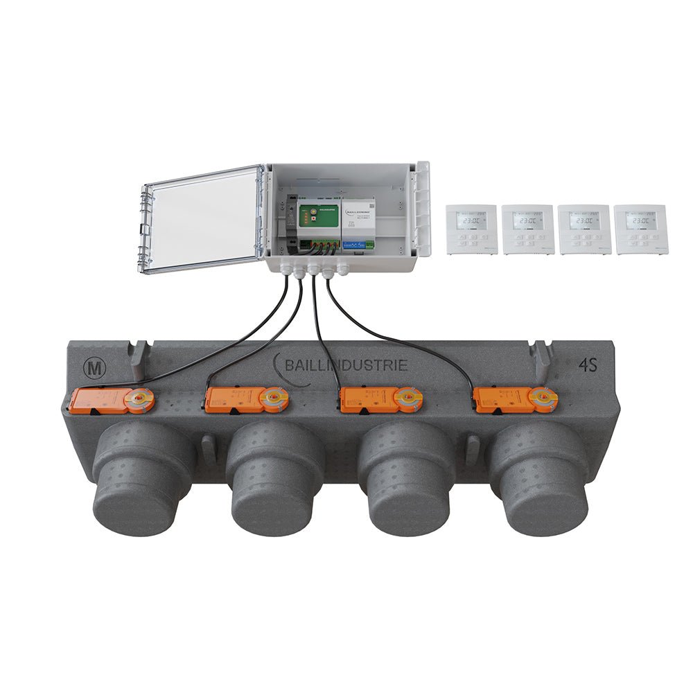 Pack de régulation 4 zones plénum 4s coffret et thermostats