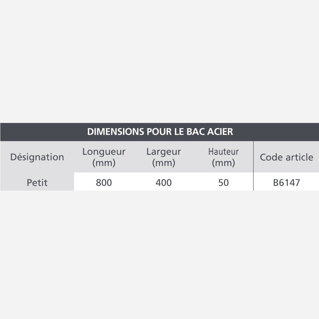 Petit bac de récupération en acier 800 X 400 X 50mm - Condensats #B6147