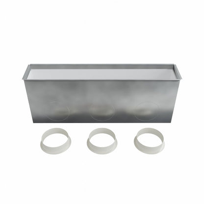 Plénum acier isolé pour grille linéaire 800x150 mm, piquages abs